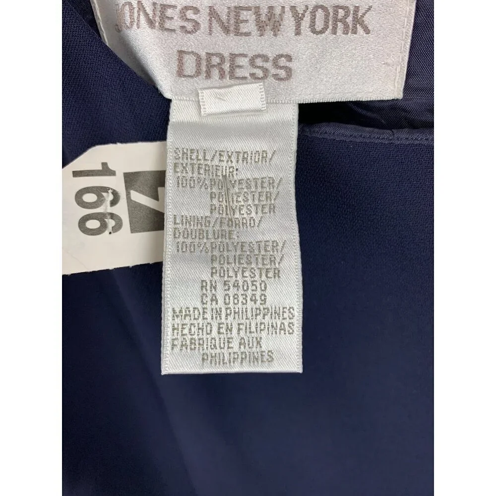 Jones New York Womens Navy Sleeveless Sheath Dress Size 14